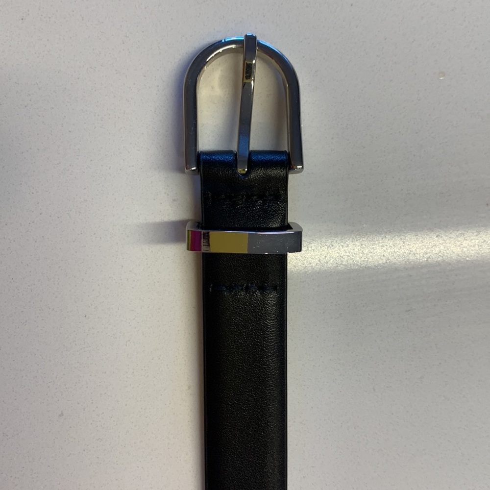 Aritzia Auxilliary skinny black belt with chrome buckle - size S